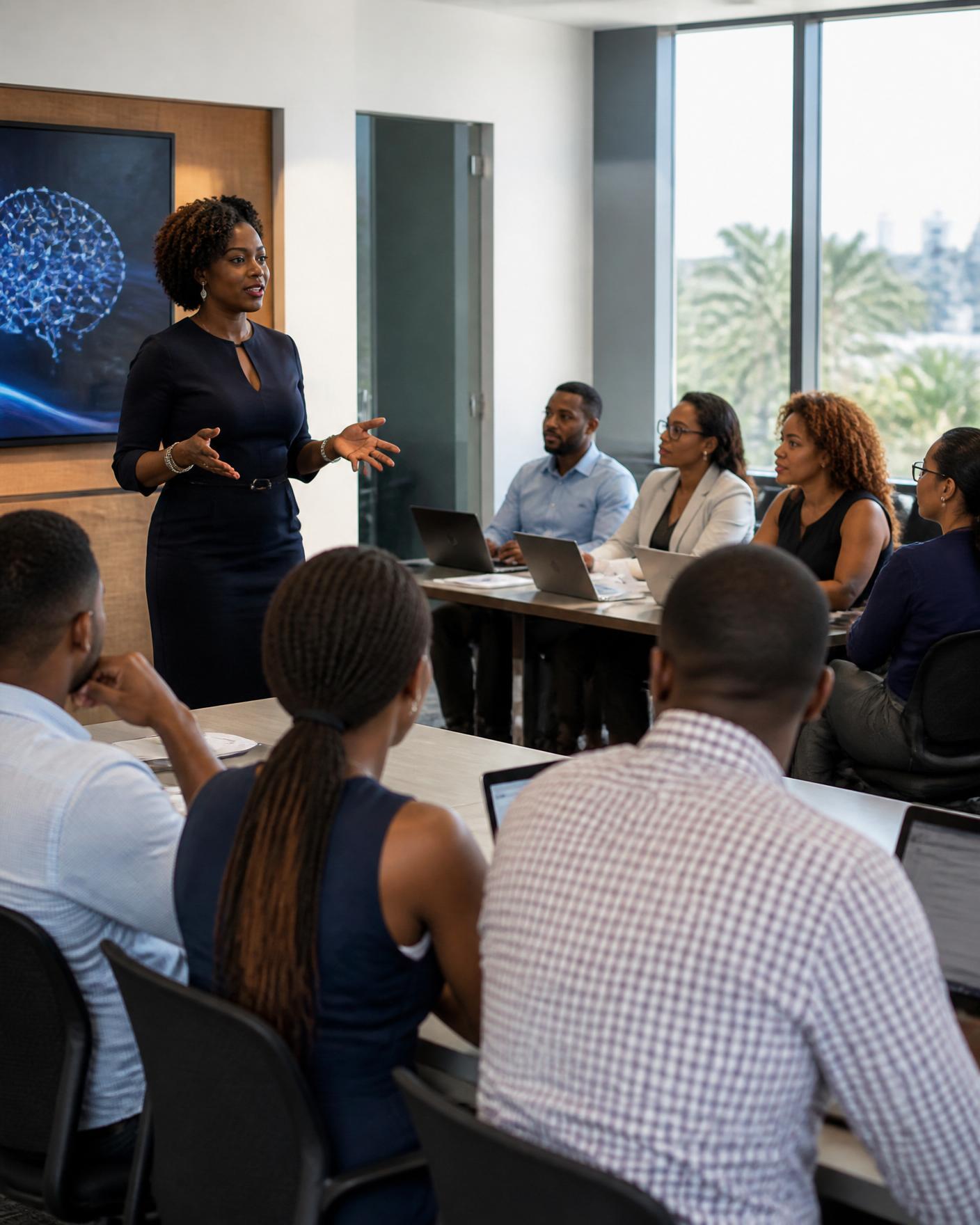 Amplifi AI corporate training session with a Caribbean business team
