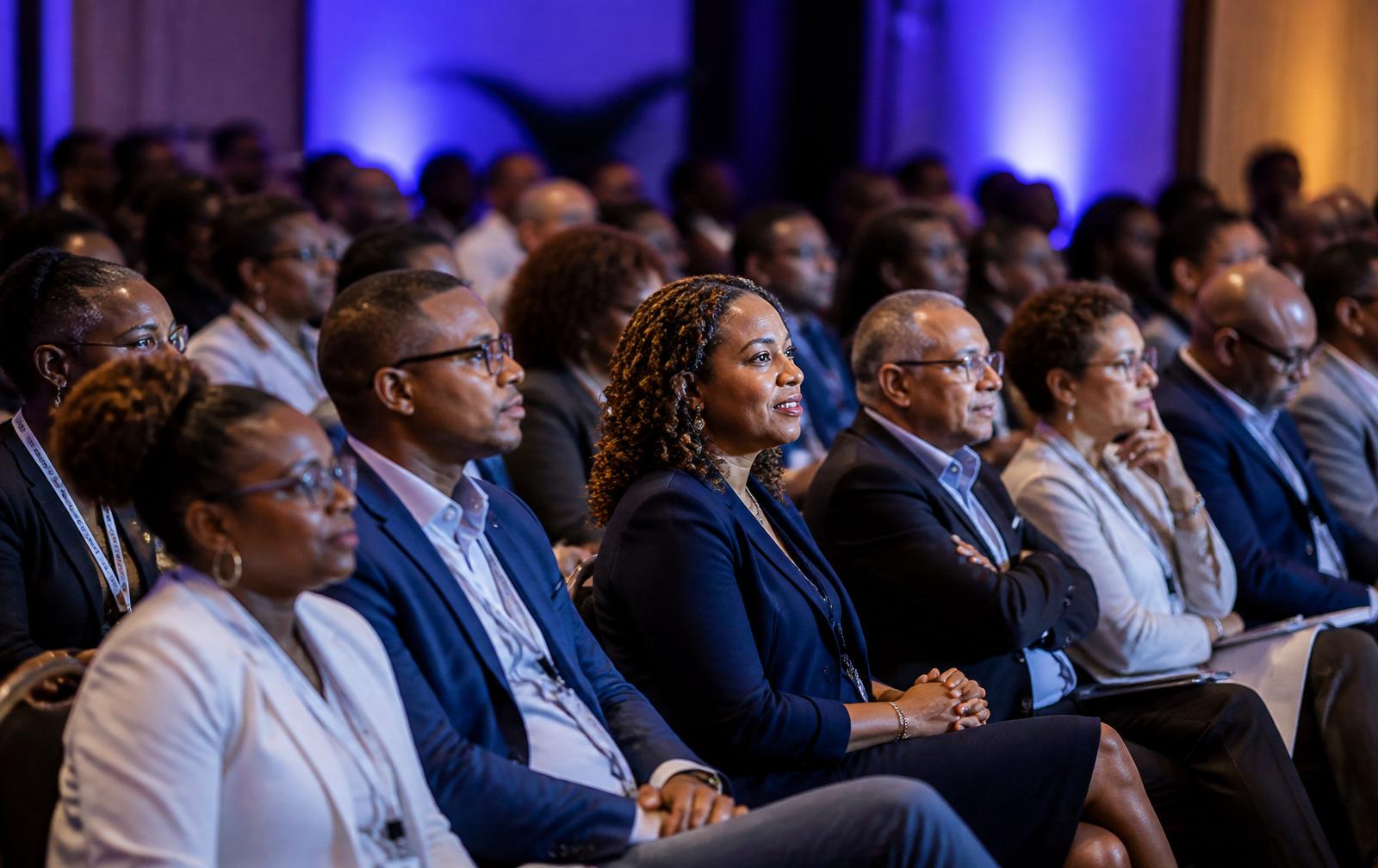 Janelle Germain speaking to a Caribbean business audience