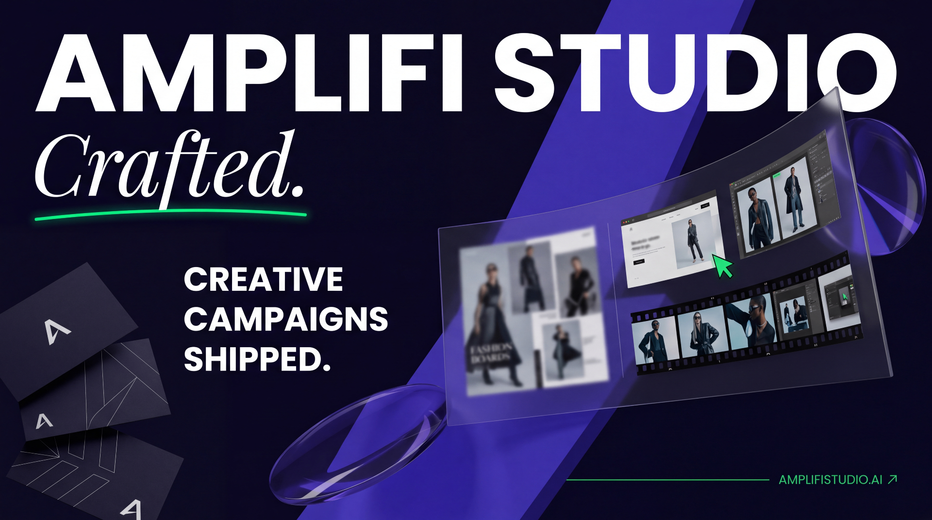 Amplifi Studio — Crafted. Creative campaigns shipped. Editorial fashion boards, web design and film stills.